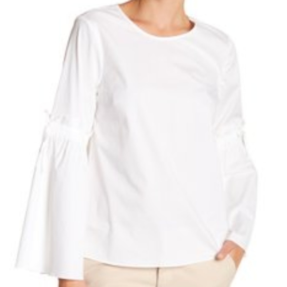 CeCe Tie Bell Sleeve Poplin Bouse